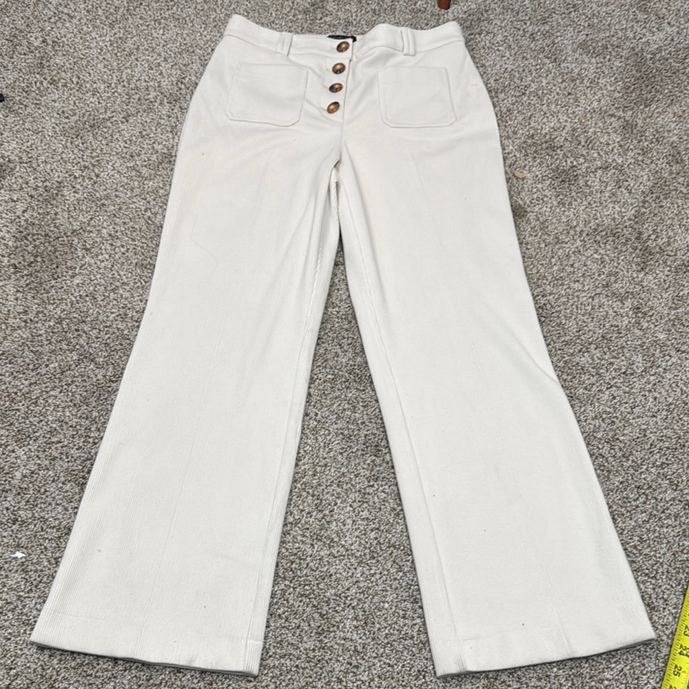 Women's High-Rise Wide Leg Button-Front Pants - Cream
